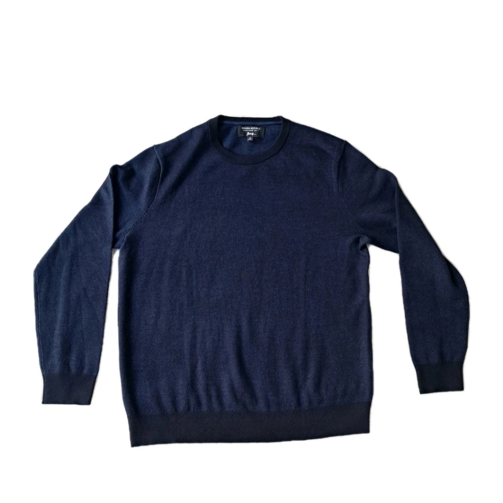 Banana Republic Sweater Men's XL Blue Crewneck Extra Fine Italian Merino Wool